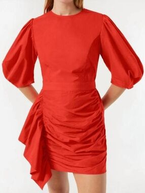 Rhode Pia‎ Mini Chili Red Cotton Dress Women's Size Small